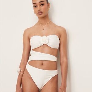 Strapless Twist Cutout Bikini Set - White